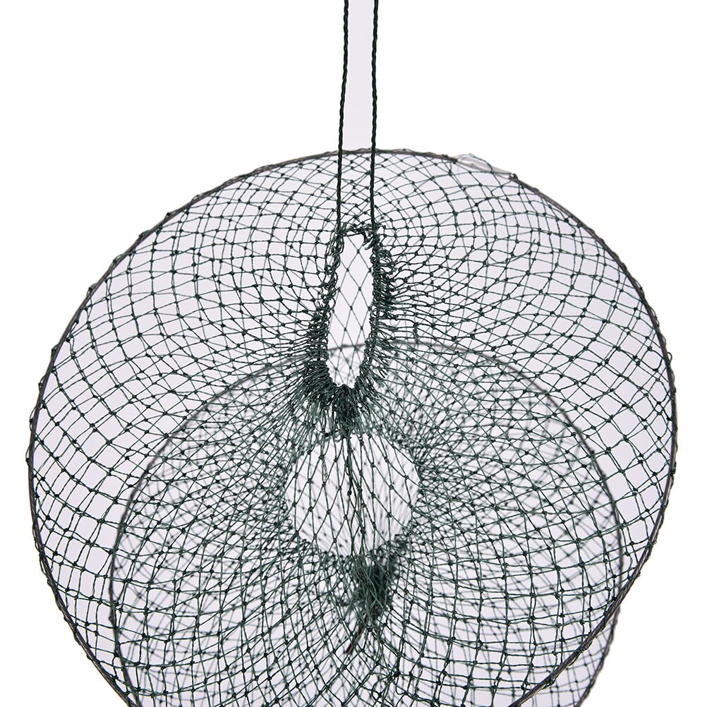 Folding Round Metal Frame Nylon Mesh Crab Crawdad Shrimp Minnow Bait Trap Cast Fish Net Fishing Landing Tackle Accessory Tool