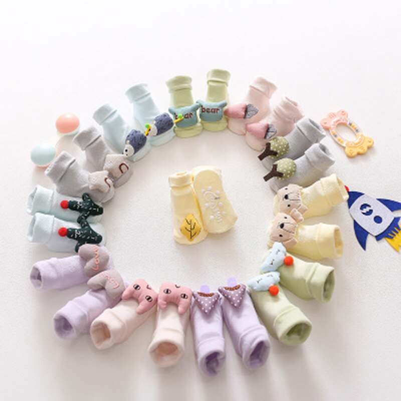 0-18 monate Baby Socken Boden Non-slip Cartoon Obst Gummi Anti Slip Baumwolle glocken Baby Mädchen Jungen weiche Nette Stiefel