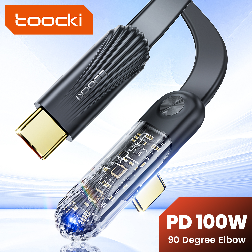 Toocki 100w usb typ c zu usb c kabel 90 grad winkel pd 100w schnell ladegerät typ c kabel für macbook samusng xioami huawei realme