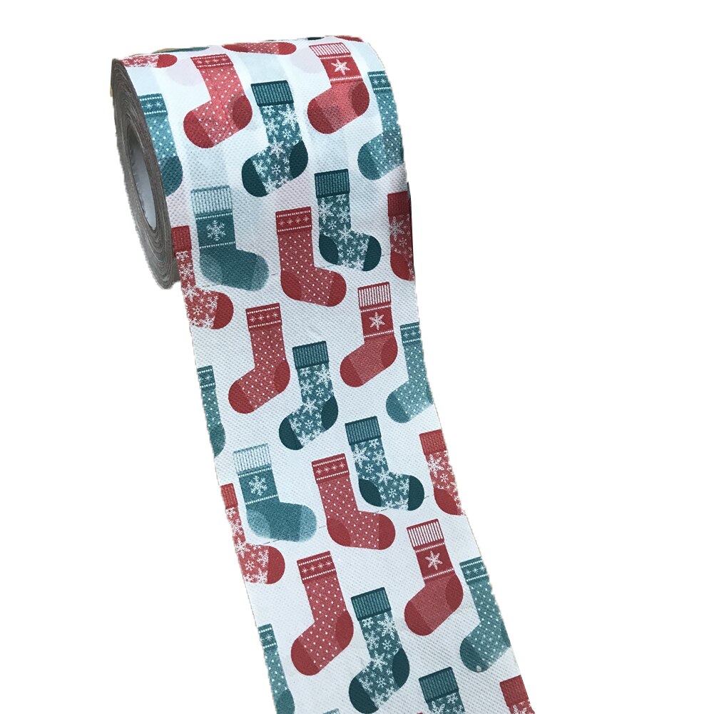 Papier de rouleau de noël, dessin animé mignon Santa Elk flocon de neige impression serviettes en papier pour le marché des toilettes de l'école de fête de la maison: F