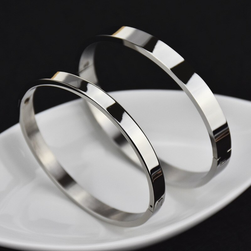 Martick Businessman Stianless Steel Bracelets Smooth Europe Silver Color Titanium Bracelet For Man Jewelry B68