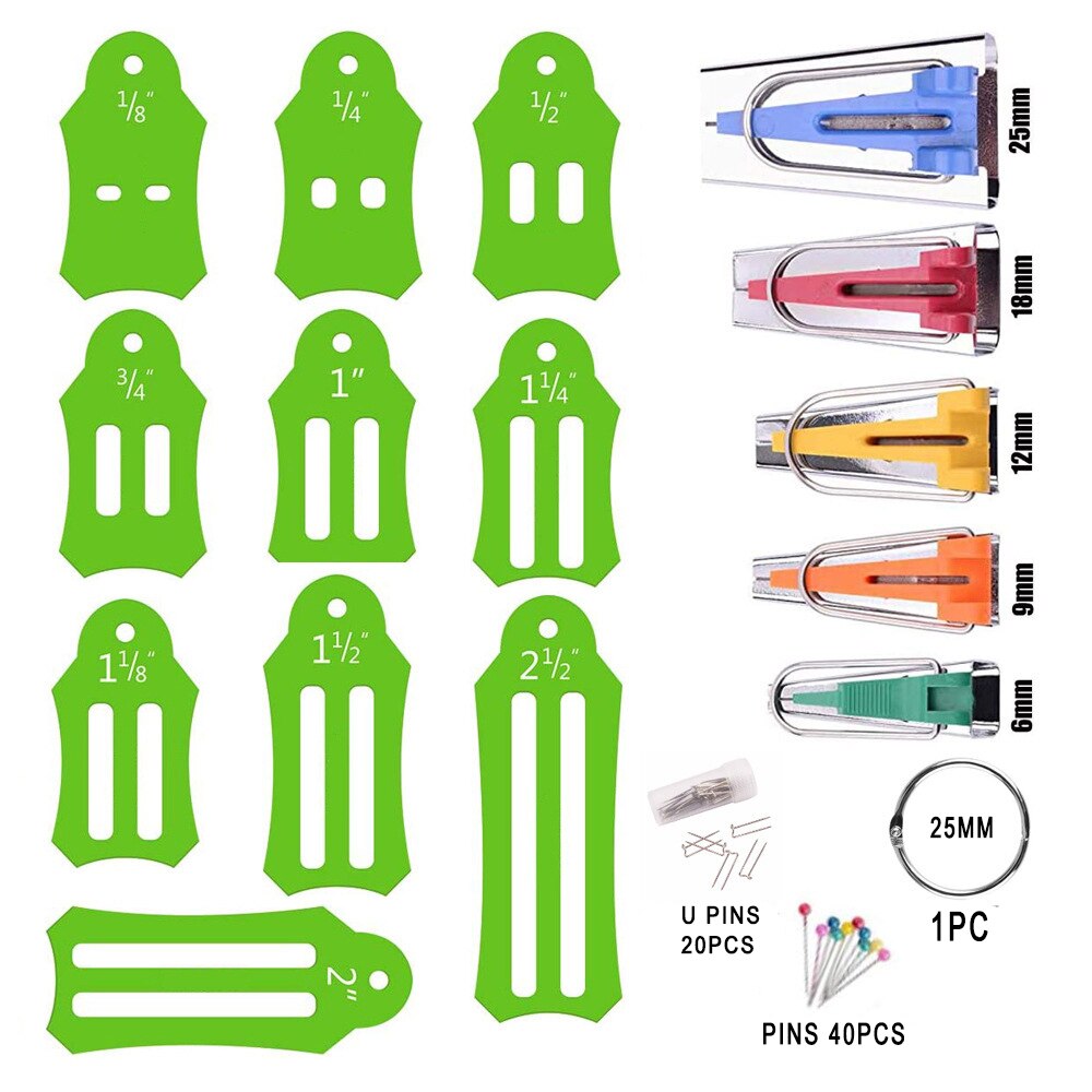 FLRHSJX Jelly Roll Sasher Tool Multi-Sizes Sasher with Storage Chain Quilting Pins &amp; Sewing Clips for Folding Fabric Craft Tools: Set 4 / Purple