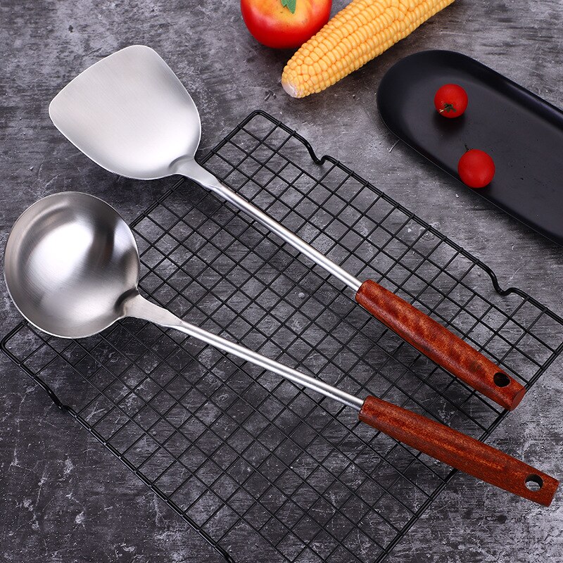 Anti-Brandwonden Lange Handvat Koken Kookgerei Roestvrij Staal Koken Turner Schop Spatel Keuken Tool Voor Non-stick Pan rijst Lepel