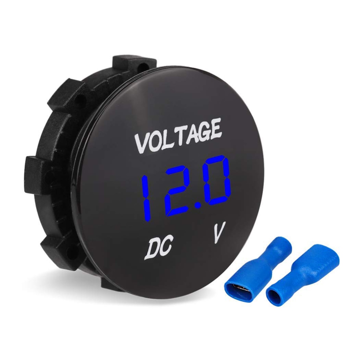 Voltímetro Digital LED de 12 V-24 V 3 dígitos voltímetro de CC voltímetro para moto coche barco ATV UTV remolque, etc.: Azul