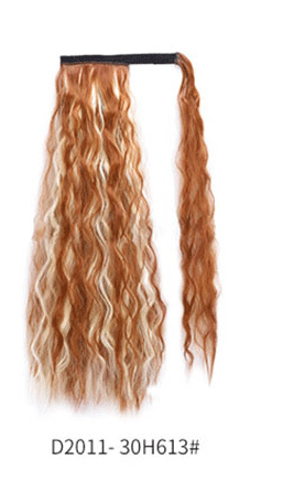 Clip on hästsvans lockigt falskt hårförlängning clip hästsvans syntetiskt hårstycke hög temperatur fiber produkter för kvinnor lockigt hår: 30 h 613