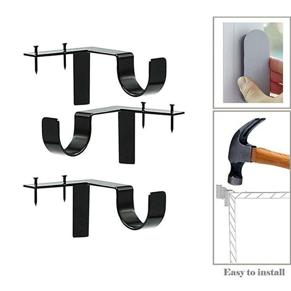 Enkelt senter støtte gardin stangbrakett dobbelt heng gardin stang senter støtte brakett jernplate ramme gardinstang brakett