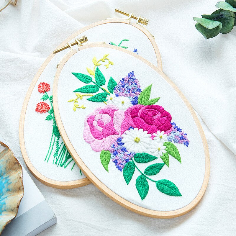Nemt gør-det-selv broderisæt blomstertrykt håndlavet håndarbejde korssting for begyndere swing kunst maleri håndværk boligindretning