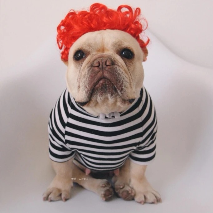 NONOR-pelucas para mascotas, accesorios de Cosplay para perros y gatos divertidos, sombrero de pelo de peluquería cruzada, disfraces, accesorios para la cabeza para Halloowen, suministros de Navidad: Borgoña