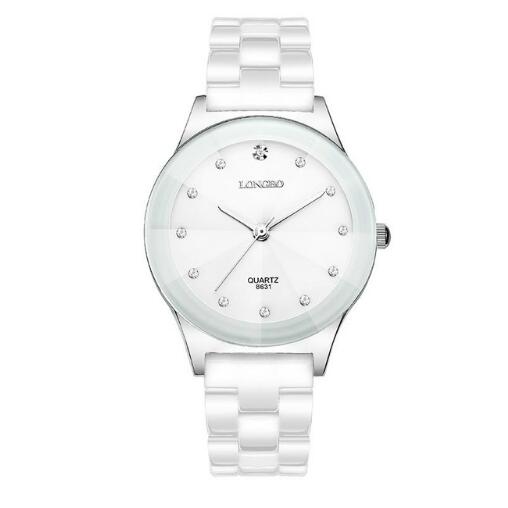TIke Toker, Luxe Witte Keramische Waterbestendig Klassieke Makkelijk Lezen Sport Vrouwen Polshorloge Dame Strass horloge 08: Mens Silver