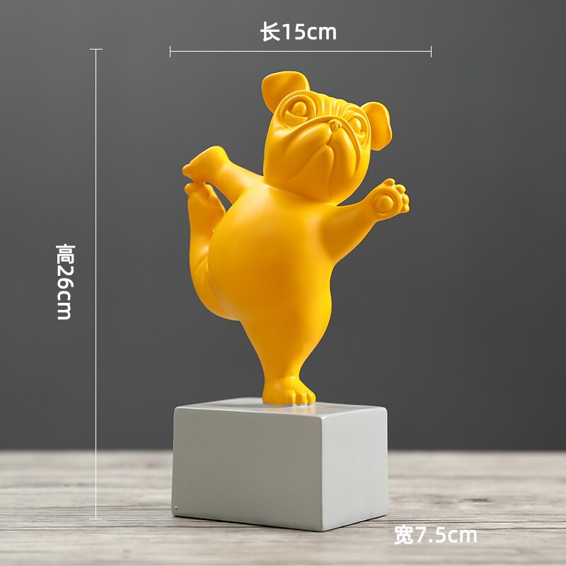 Dejlige tegneserie fransk bulldog statuette ornamenter dyrestatue desktop dekor harpiks figurer håndværk børnerum dekoration: B