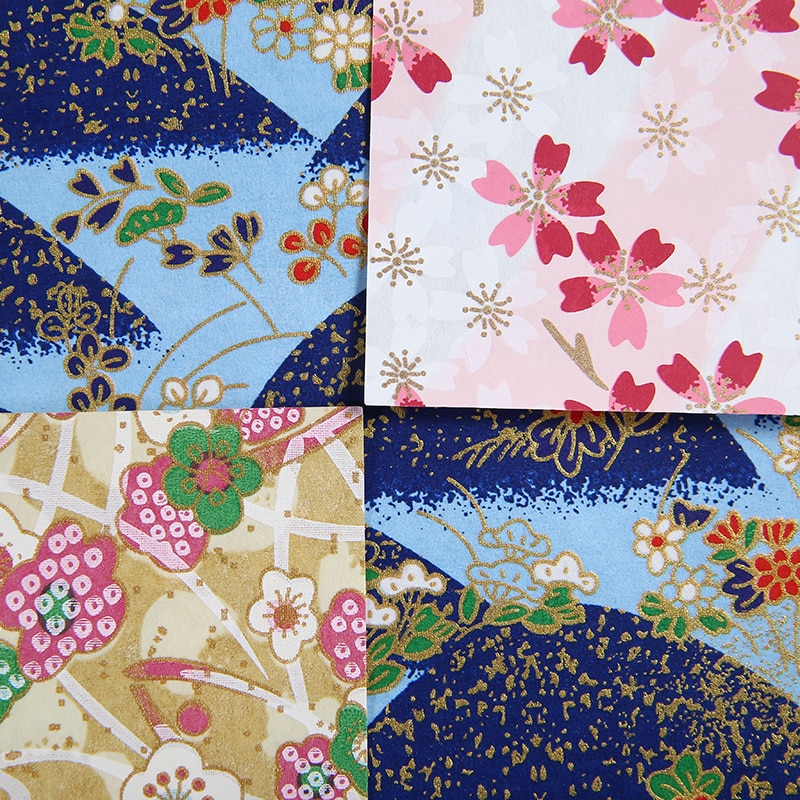 Japanese Floral Square Origami Folding Craft Paper Random Flower Pattern DIY Making Scrapbook Handmade Folding Paper Decor