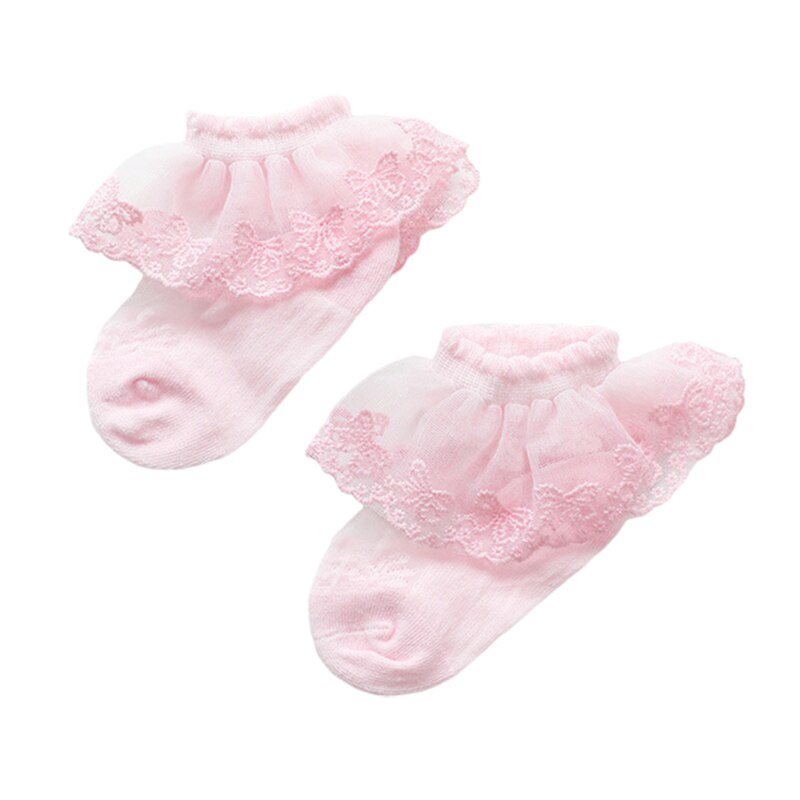 Baby Girl Frilly Lace Tutu Socks Breathable Infant Newborn Toddler Lace Ruffle Ankle Socks Baby Stuff Kids: Pink / L