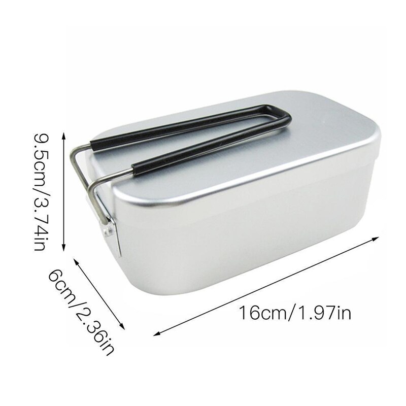 Aluminum Alloy Rectangular Lunch Box Foldable Handle Metal Bento Food Picnic Container For Outdoor Travel Camping Picnic