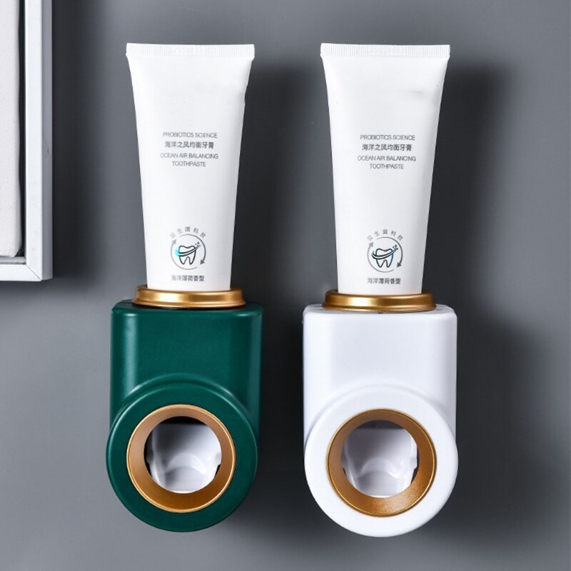 Round Mouth Toothpaste Dispenser Wall Mounted for Family Shower Bathroom Automatic Toothpaste Squeezer Hands Free Apply
