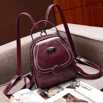 Harajuku Style tout-match fille dame sacs d'école couleur unie en cuir souple dames Shopping sacs de voyage femmes petit Bac: Bourgogne
