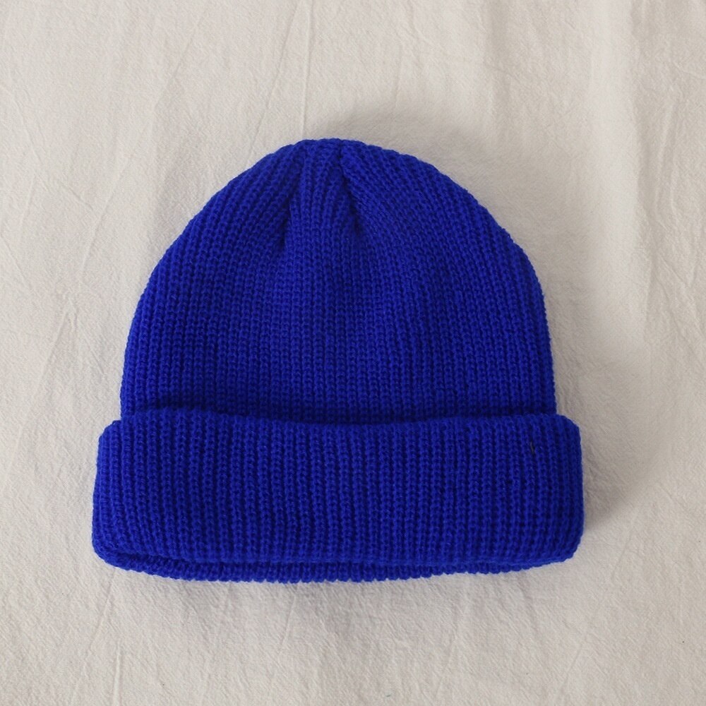 Unisex Herfst Winter Effen Kleur Watermeloen Hip Hop Gebreide Wollen Muts Cap Sneeuw Cap: Blauw