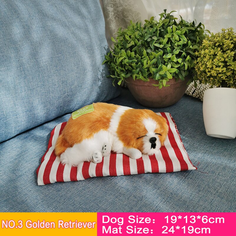 Belle Simulation chien dormant avec son Husky dalmatiens frontière Collie Samoyed Golden Retriever voiture décoration animaux jouets: NO.3  GR