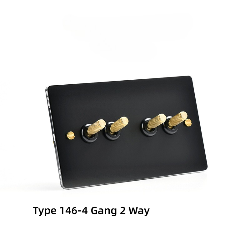 Household Type 86 Concealed Wall Switch Black Metal Copper Lever Panel Industrial Style Retro Stainless Steel Panel Switch: Orange