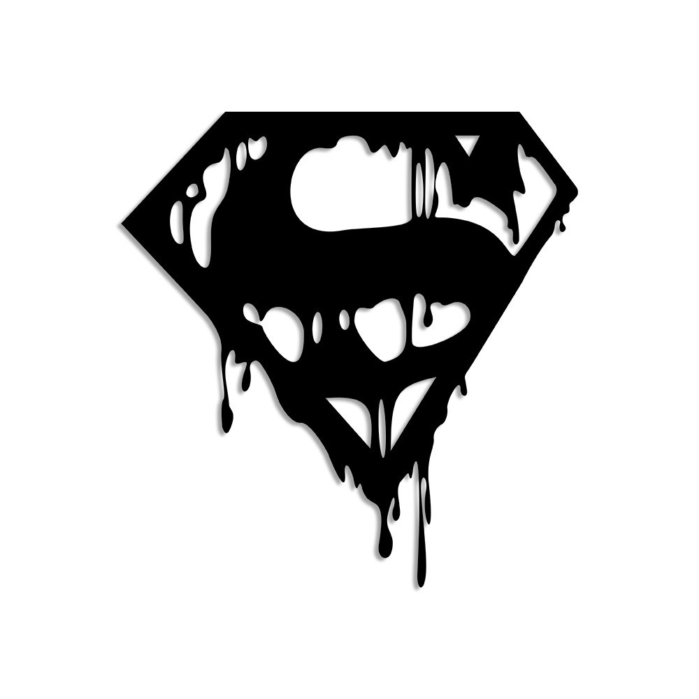 Super Man With Mud Splash Effect Wall Room Home Accessory Wooden Table 48x50cm