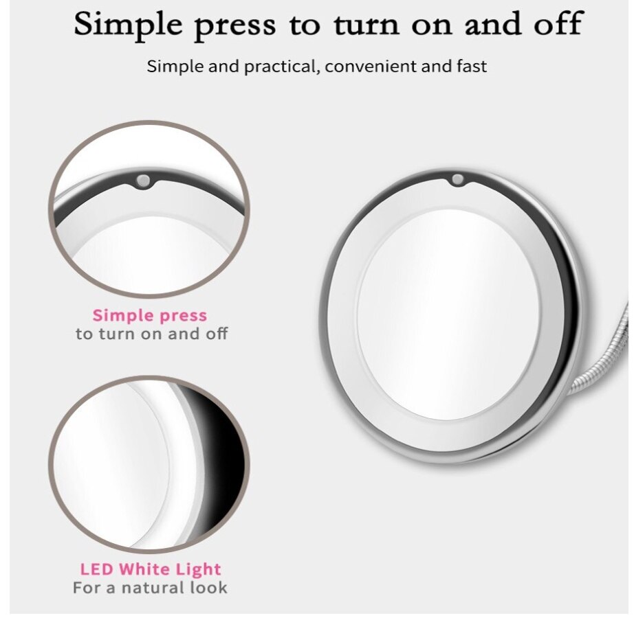 Led Lighted Makeup Mirror Flexible 10x Magnifying