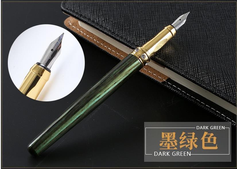 Metalen Vulpen Inkt Penpunt Kalligrafie Briefpapier Luxe Penna Stilografica Stylo Pluim Caneta Tinteiro 03821: Green