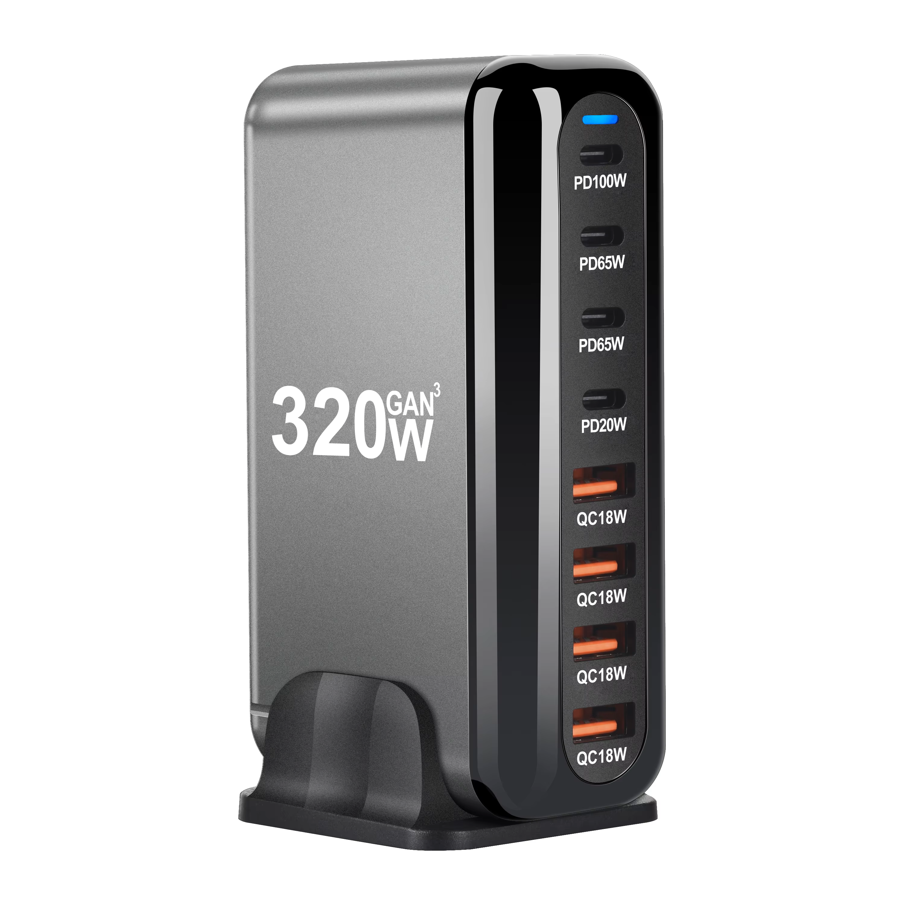USB-C Snellader 320W Desktop GaN-lader 8-poorts USB Type-C PD-lader Snelladen 3.0 USB Type-C Snellader Mobiele USB-lader
