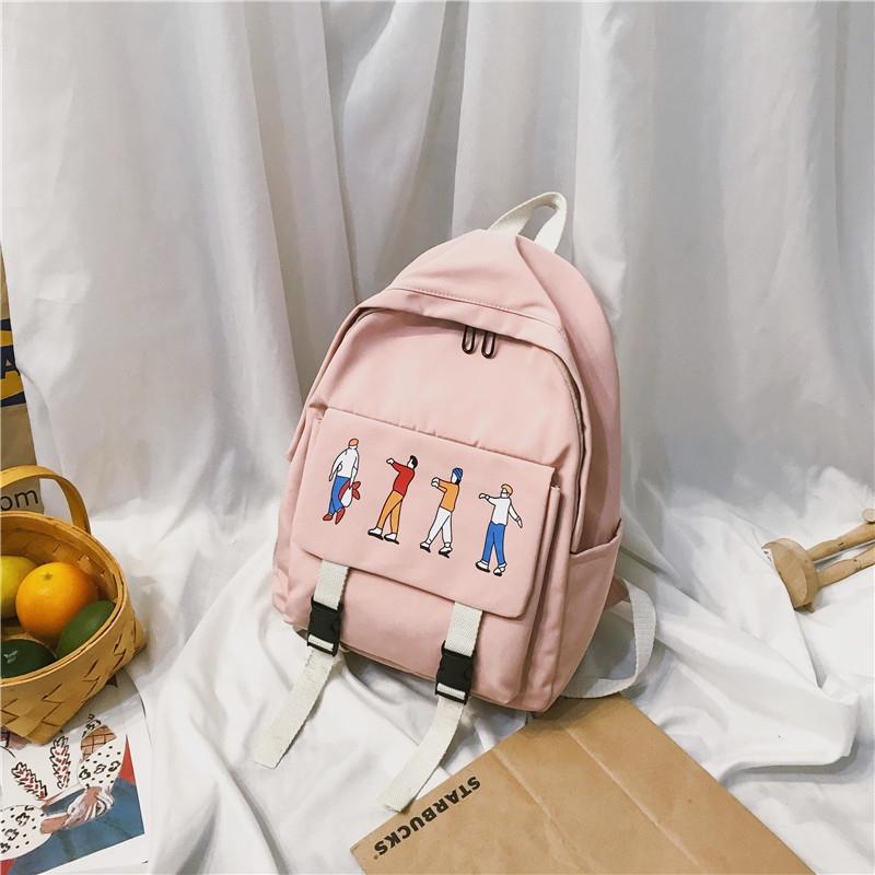 Femmes mignon sac à dos Preppy Style été nouvelle femme décontracté étudiants école sacs à bandoulière filles dessin animé doux sacs à dos: Rose