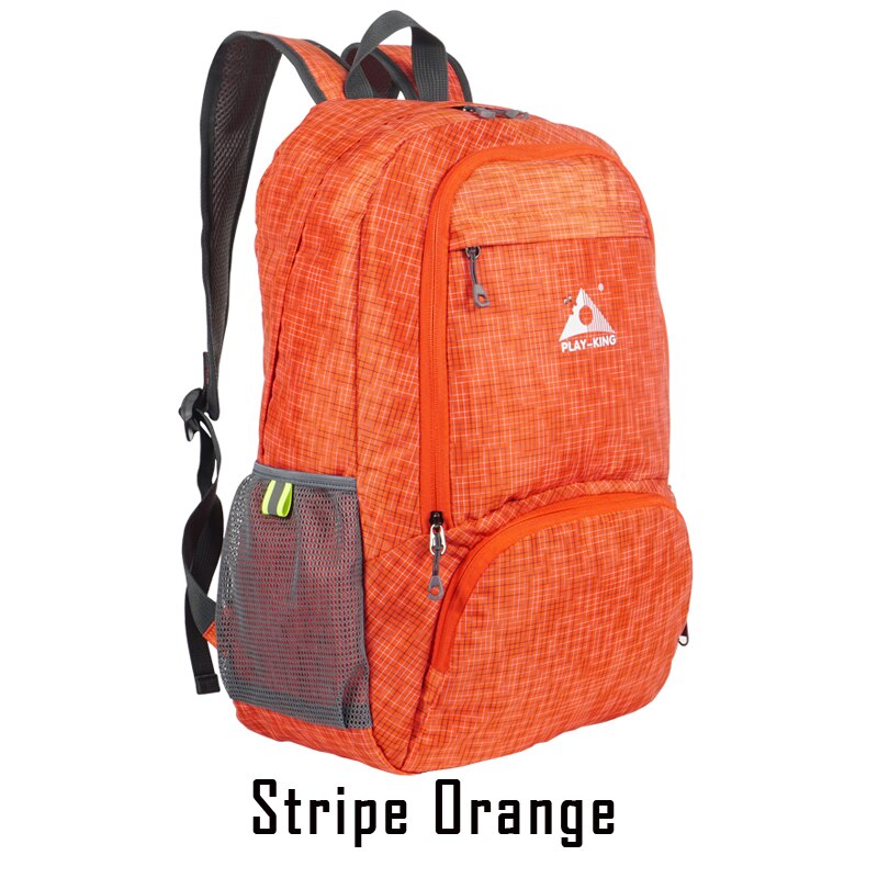 PLAYKING Lightweight Nylon Foldable Backpack Multicolor Waterproof Outdoor Sport Camping Hiking Travel Folding Bags: Stripe orange