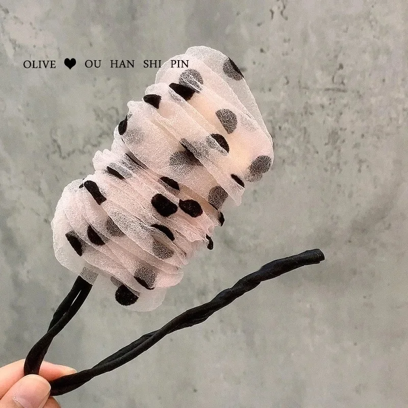 Diadema de gasa con flores para mujer, herramienta para hacer peinados, cuerda para el pelo dulce, accesorios Coreanos: violet