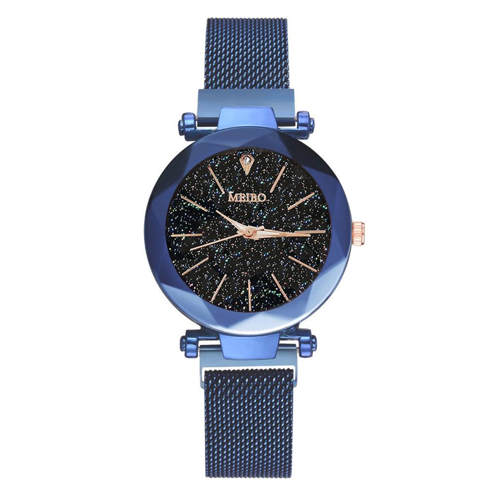 Luxe Magnetische Sterrenhemel Vrouwen Horloges relogio feminino Vrouwelijke Klok Quartz Horloge Dames Polshorloge reloj mujer: Blauw