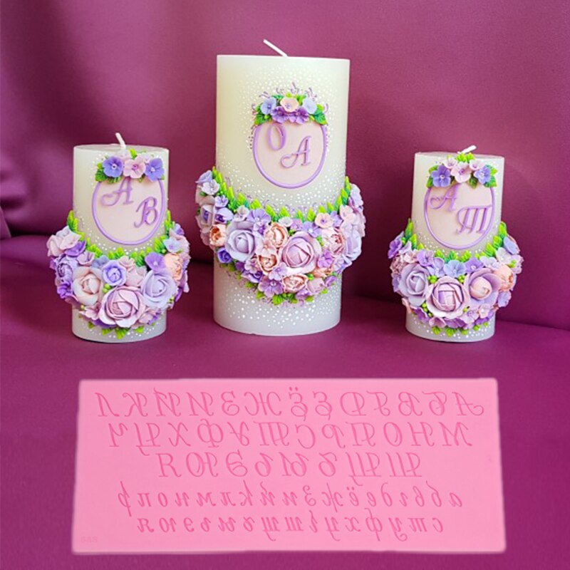 Chocolate Mould Russian Hand Writing Alphabets Script Letters Fondant Cake Mold Capital Lower Case Kitchen Baking Cake Tools