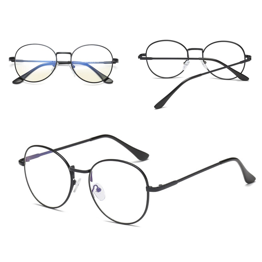 Klassiske vintage runde briller metal stråling briller anti blå lys briller super klare linse kvinder/mænd