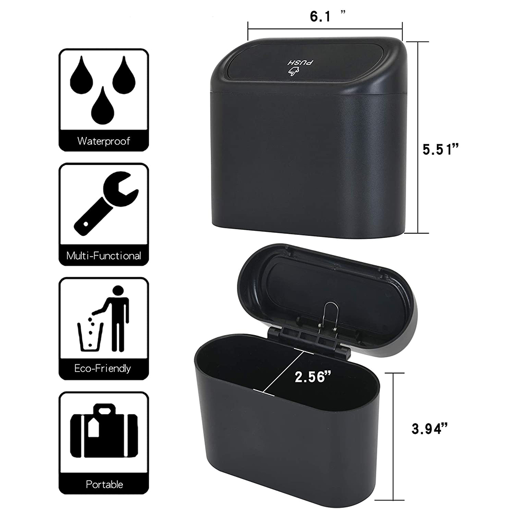 Draagbare Hangende Mini-Auto-Prullenbak, Prullenbak Met Deksel, Voor Auto-Kantoor Thuis, Auto-Opbergbakaccessoires