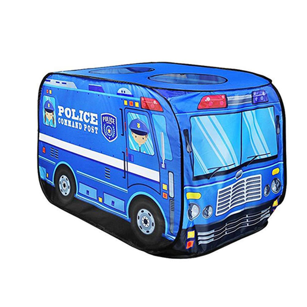 Foldable Playhouse Cloth Fire Truck Police Car Game House Bus Children's Toy Tent Firefighting Model Kids Pop Up Play Tent Toy: Blue