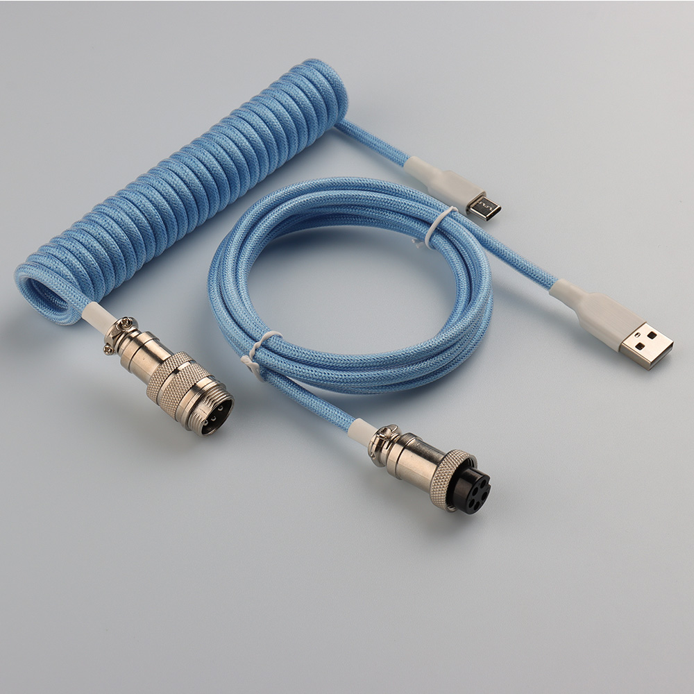 Conector de aviador de Metal LANO, 8 colores, GX16 USB a teclado Tpye C, Cable en espiral, accesorios de escritorio para PC, conector para accesorios de Pc: Azul cielo