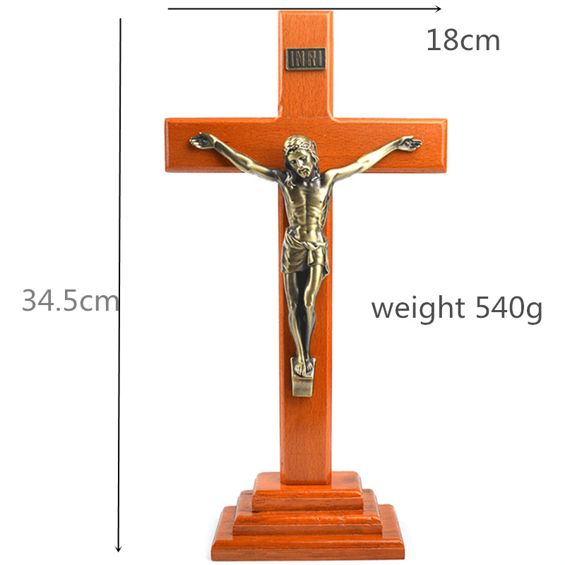 Jesus Cross Hout Christian Decoratie Beeldjes Jezus Decor Katholieke Cross Hand Kerk Religieuze: Default Title