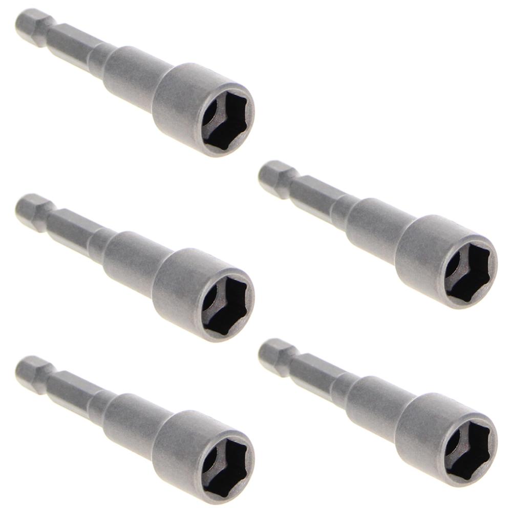Utoolmart 5pcs 1/4" Non-magnetic Hex Socket 65mm Long 10mm/13mm Metal Impact Nut Setter Driver Bit Adapter Hand Tool