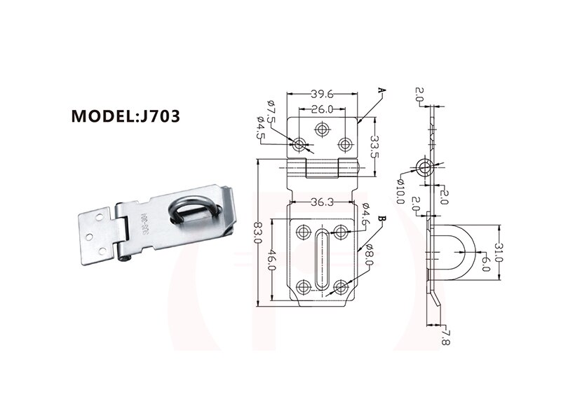 NAIERDI-J7 Cabinet Box Hasp Lock Stainless Steel Case Spring Latch Catch Toggle Locks For Drawer Gate Door Furniture Hardware: J703