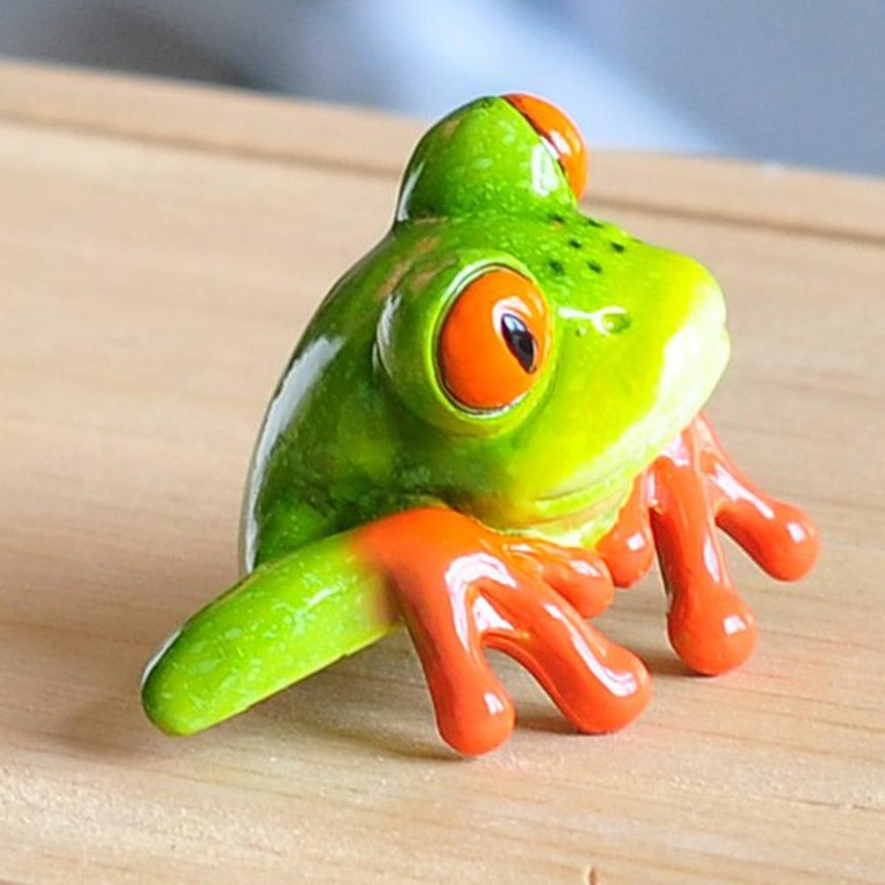 Exquisite Frog Figurines Small Frog Toys Decoration Ornament Computer Home Garden Landscape Desk Table Decorative Frog