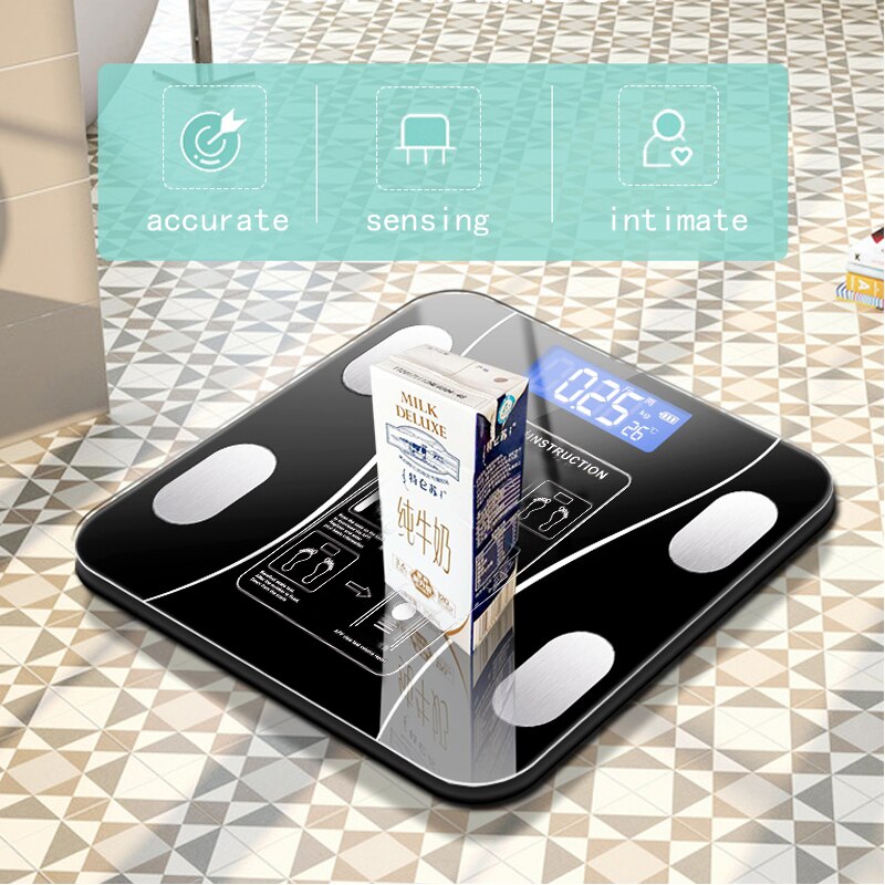 Kroppsfett skala smart trådlöst digitalt badrum vikt skala kroppssammansättning analysator med smartphone app bluetooth