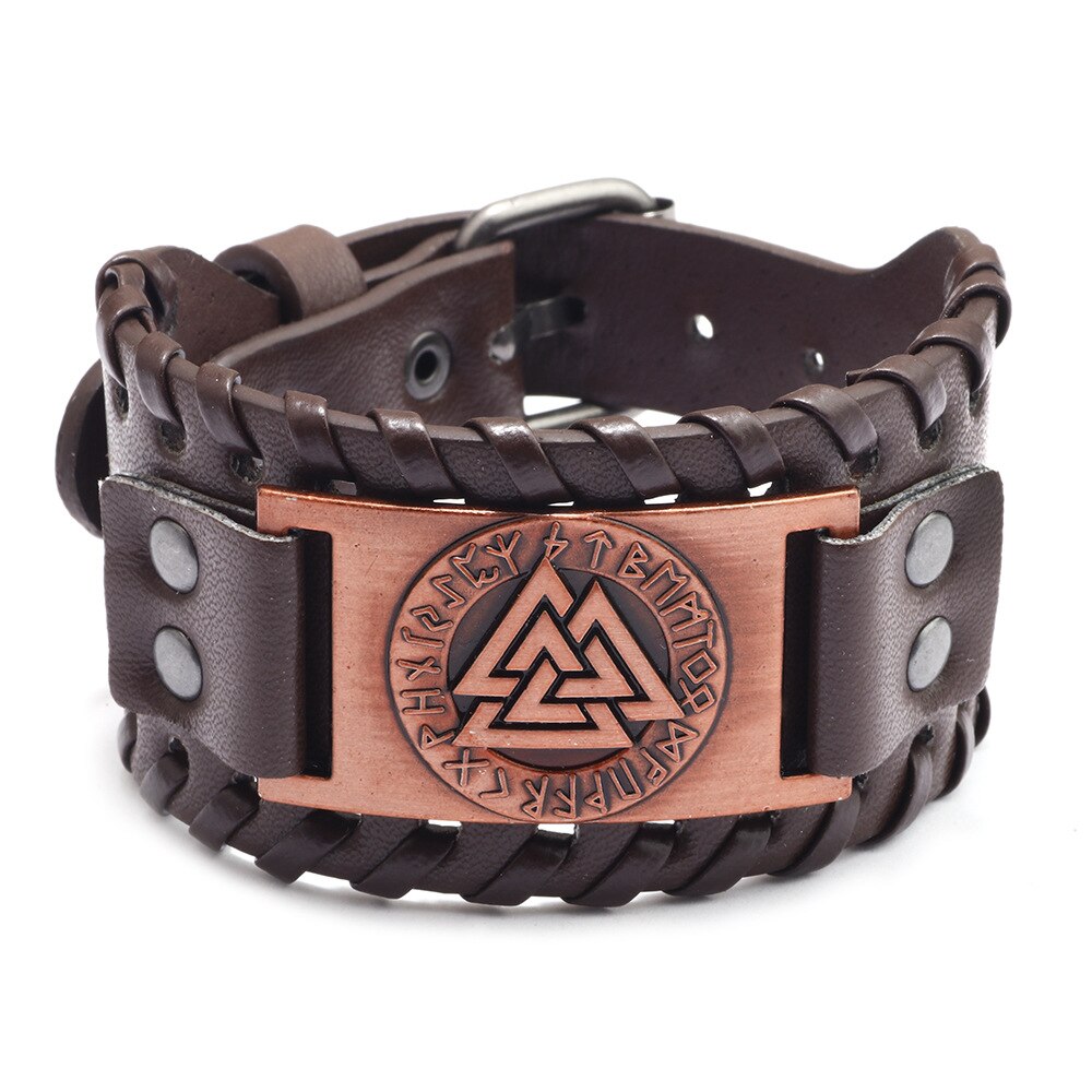 2021 toten design nórdico viking odin bússola pulseira para homem mão-tecido ampla pulseira de couro ajustável pulseiras punk jóias: SGF1053-C