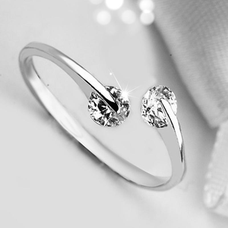 Shiny Rhinestone Ring Opening Verstelbare Grootte Ring Exquisite Shiny Eenvoudig Mode Gaan Met Sieraden: SILVER