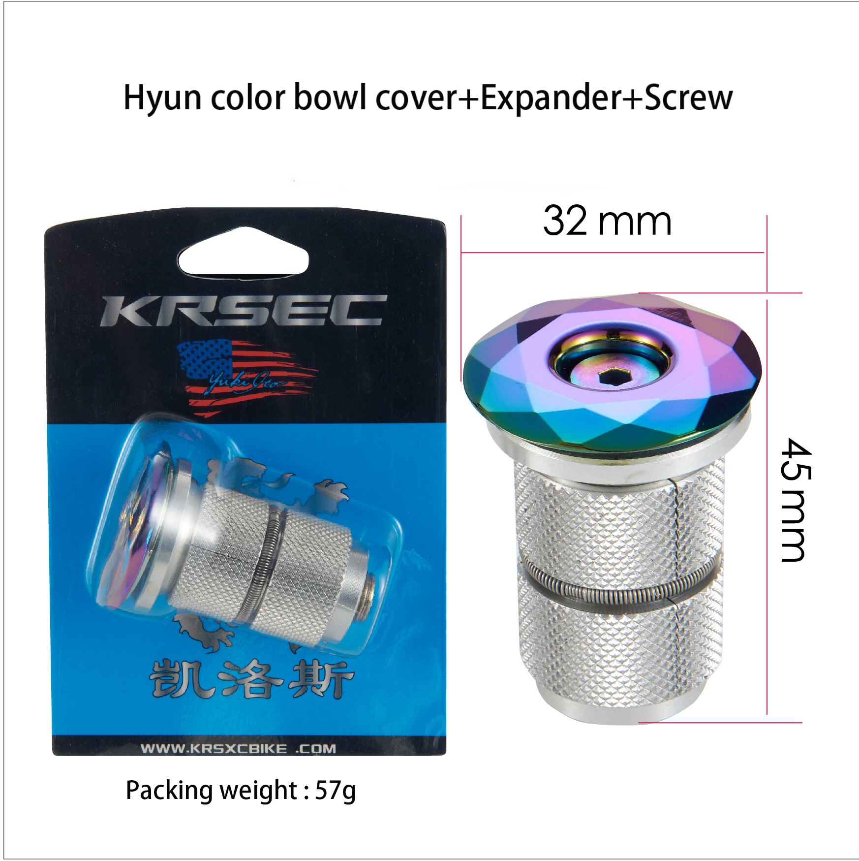 Krsec 1-1/8 " mtb ekspander tophætte aluminiumslegering landevejscykelexpander titaniumbelagt topkapsel til 28.6mm gaffelcykeldele også