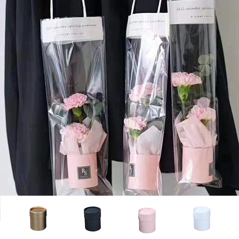 Neue Papier Blume Anordnung Kasten Mit Deckel Eimer Floristen Strauß Boxen Fass Verpackung für Valentinstag Hochzeit Party