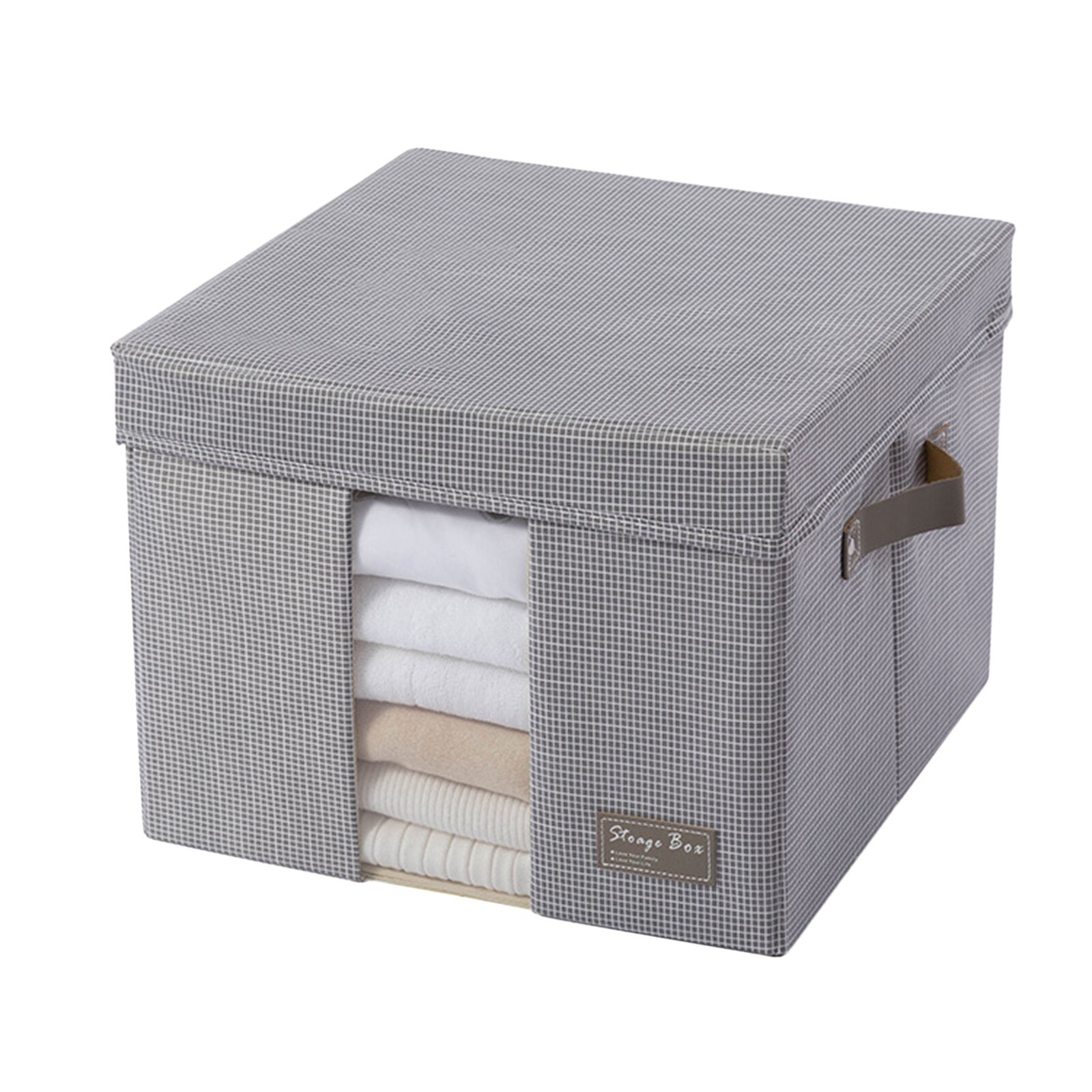 F# Foldable Storage Box Large-capacity Rectangular Organization Linen Fabric Boxes For Storage Clothes Organizador Zippe Box: Gray 