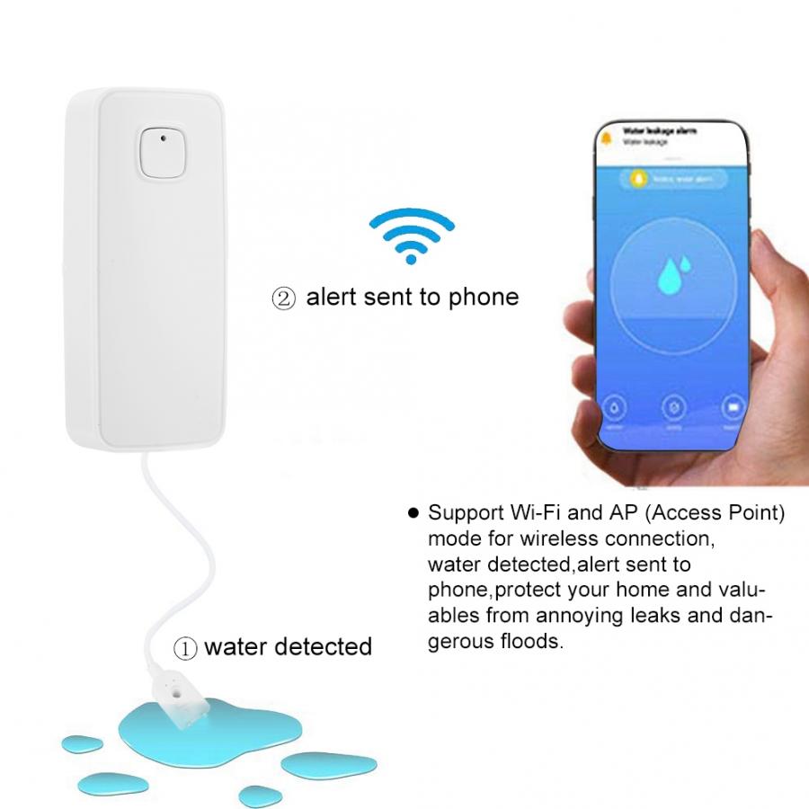 water leak sensor tuya Smart WiFi Wireless Water Flood Sensor Leak Detector Alarm APP Notification water detector