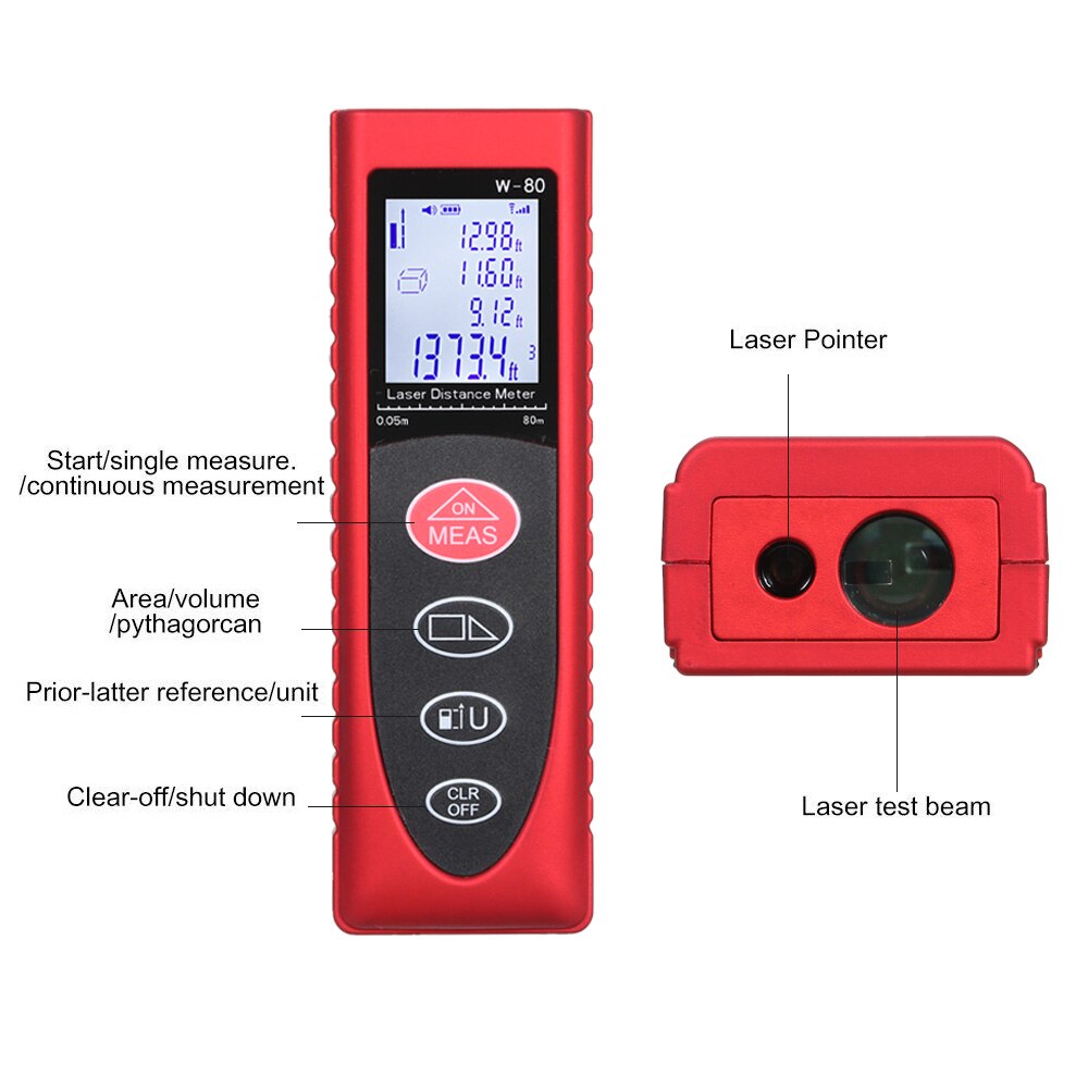 Smart Handheld Distance Meter Portable Multifunction Space Measuring Tool with Backlit LCD Rangefinder Measure Distance