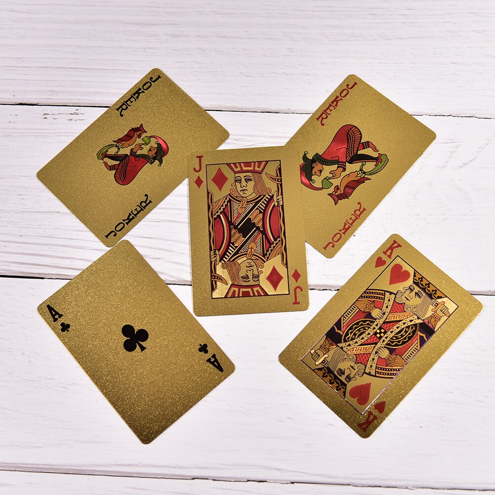 1 Set Hoogwaardige Gold Foil Plated Poker Card Familie Voldoen Games Goudfolie Speelkaarten Texas Hold'em Poker grappig !