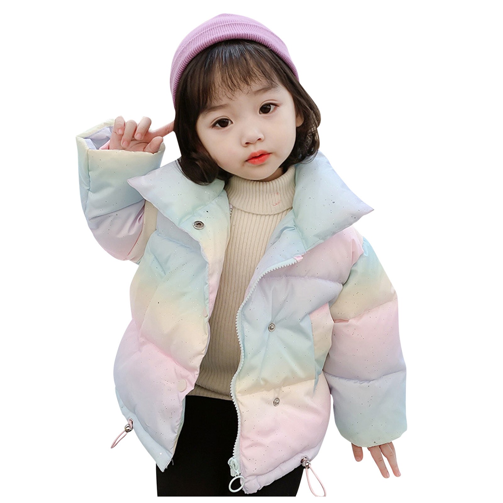 Baby Mädchen Kleidung Unten Kleinkind freundlicher Mädchen Winter warm Halten Regenbogen Mantel Unten Jacke gepolstert Mantel Winter Lange Hülse Jacke: 12-18 Monate