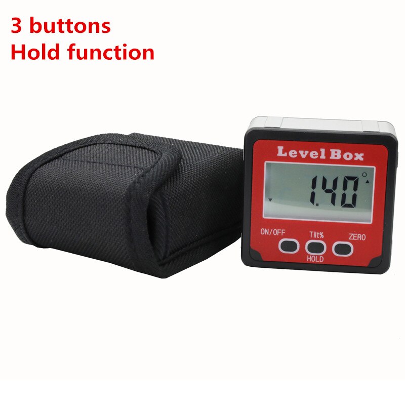 Digital Level Box Protractor Angle Finder Level Gauge Bevel Gage Inclinometer W Backlight Magnetic Base Tilt Direction Indicator: 3 buttons